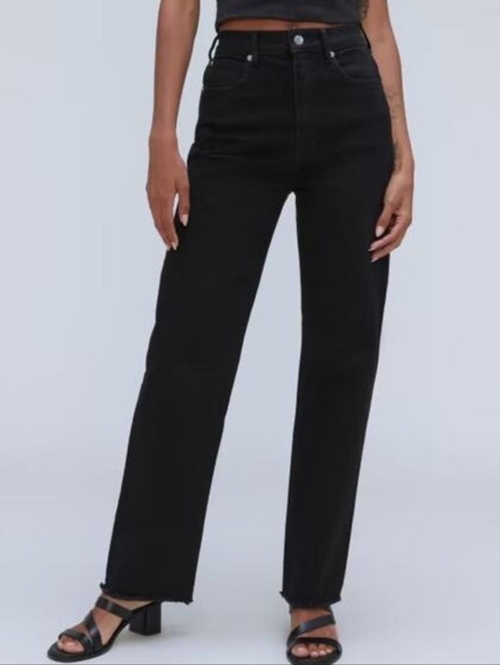 Everlane Organic Cotton The Way High Straight Jeans Black